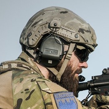 Military Helmet on Soldier